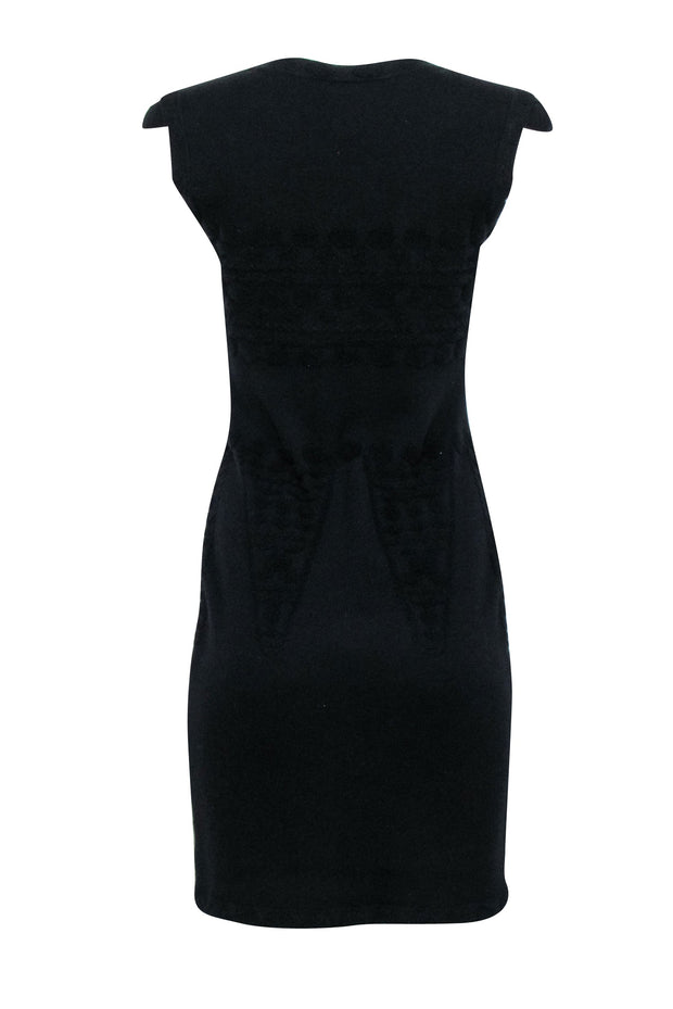 Current Boutique-Chanel - Black Wool Blend Cap Sleeve Dress Sz 4