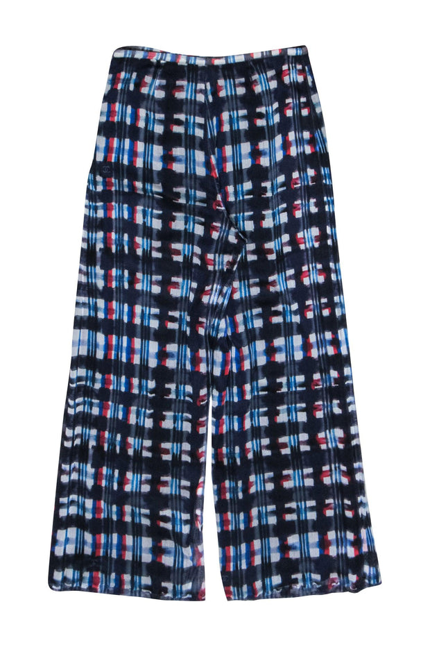 Current Boutique-Chanel - Blue & Red Multi-Color Silk Pants w/ “CC” Logo Sz 6