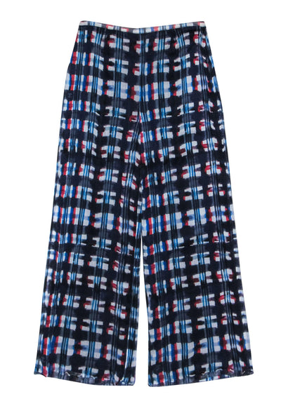 Current Boutique-Chanel - Blue & Red Multi-Color Silk Pants w/ “CC” Logo Sz 6
