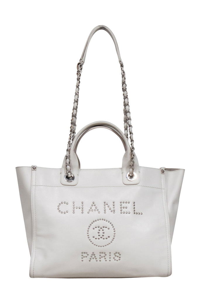 Chanel Deauville Medium shopping tote beige tweed
