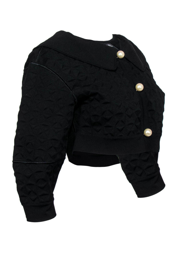 Current Boutique-Chanel - Cropped Black Textured Pearl Jacket Sz 2