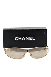 Current Boutique-Chanel - Gold Logo Side Narrow Sunglasses