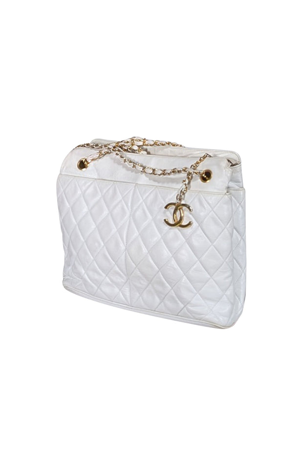 Current Boutique-Chanel - Ivory Quilted Leather Shoulder Bag