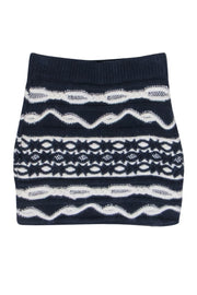 Current Boutique-Chanel - Navy & Ivory Wool Blend Mini Skirt Sz 0