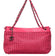 Chanel - Pink Leather Woven Shoulder Bag