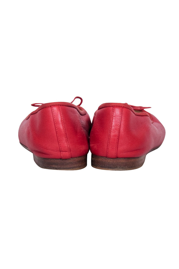 Current Boutique-Chanel - Red Leather Logo Toe Flats Sz 6.5