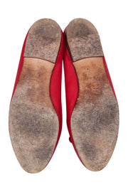 Current Boutique-Chanel - Red Leather Logo Toe Flats Sz 6.5