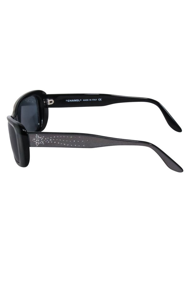 Current Boutique-Chanel - Silver & Black Star Rhinestone Detail Sunglasses