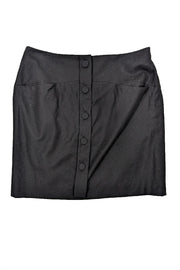 Current Boutique-Chloe - Black Button Front Wool Blend Skirt Sz 8