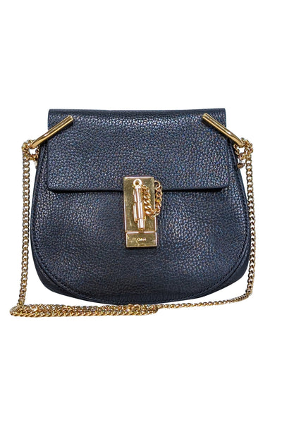 Current Boutique-Chloe - Black Grained Lambskin Leather "Drew" Crossbody Bag