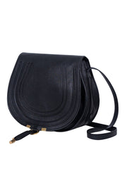 Current Boutique-Chloe - Black Grained Leather "Marcie" Medium Crossbody Bag