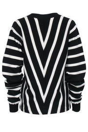 Current Boutique-Chloe - Black & White Striped Cotton Sweater Sz L