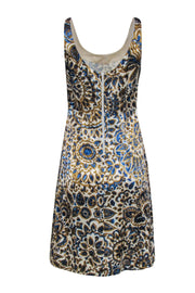 Current Boutique-Chloe - Cream, Gold, & Blue Print Sleeveless Dress Sz 6
