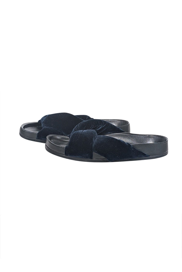 Current Boutique-Chloe - Navy Plush Velvet Slide Sandals Sz 6