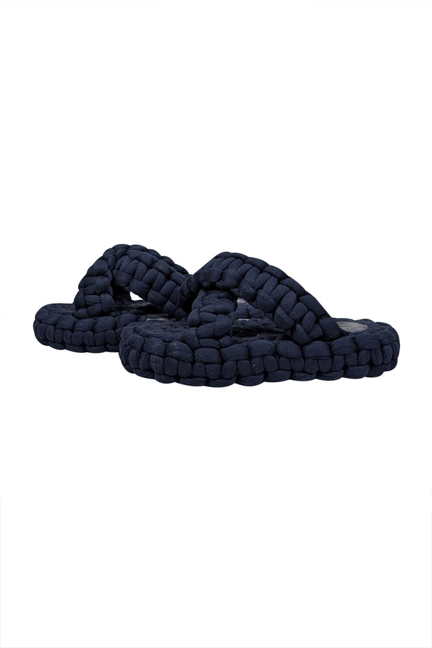 Current Boutique-Chloe - Navy Woven Braided "Kamy" Platform Slide Sandals Sz 7