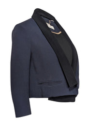 Current Boutique-Chloe - Navy w/ Black Lapel Cropped Blazer Sz M