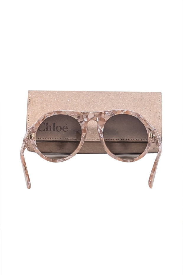 Current Boutique-Chloe - Pink Recycled Acetate Round Sunglasses