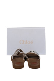 Current Boutique-Chloe - White Woody Logo Ribbon Slide Sandals Sz 7