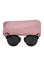 Current Boutique-Christian Dior - Black & Gold Aviator Sunglasses