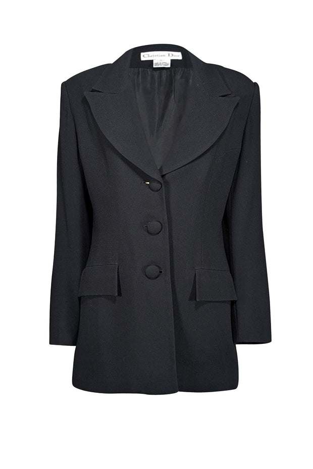 Current Boutique-Christian Dior - Black Three Button Blazer Sz 10