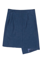 Current Boutique-Christian Dior - Blue Wool Buckle Front Wrap Skirt Sz 6