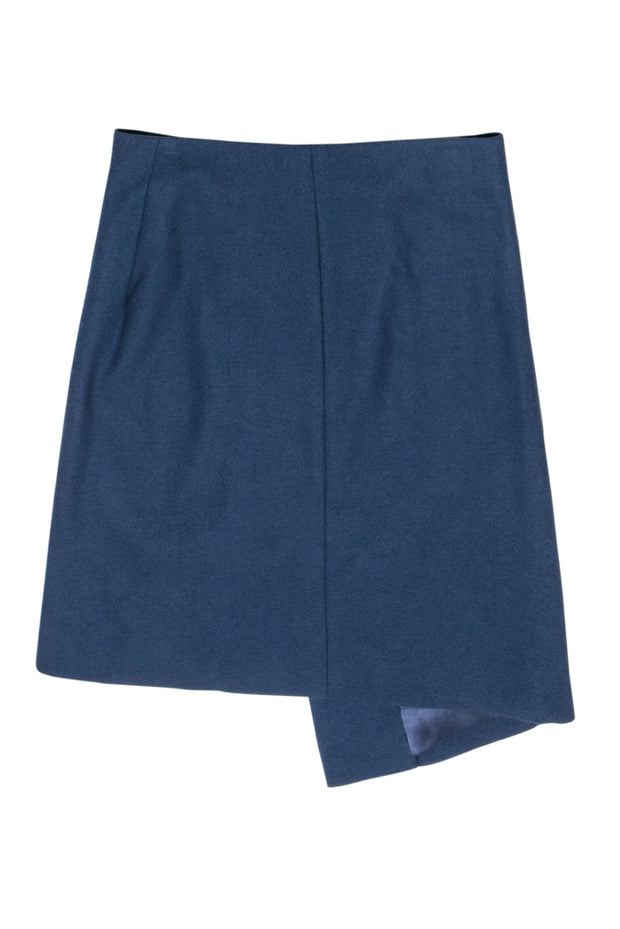 Current Boutique-Christian Dior - Blue Wool Buckle Front Wrap Skirt Sz 6
