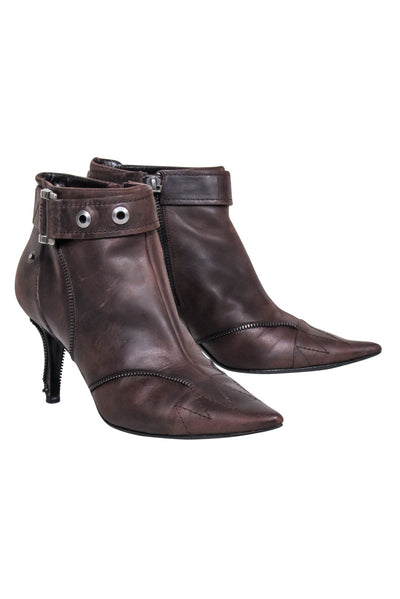 Current Boutique-Christian Dior - Brown Zipper Detail Shor Boots Sz 7