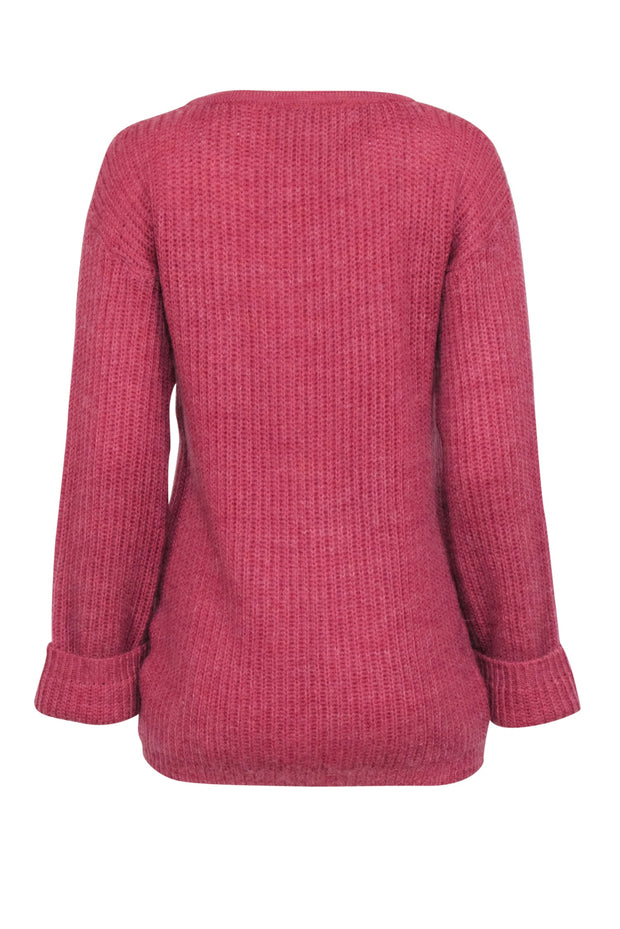 Current Boutique-Christian Dior - Dark Pink Knit Crewneck Sweater Sz 10