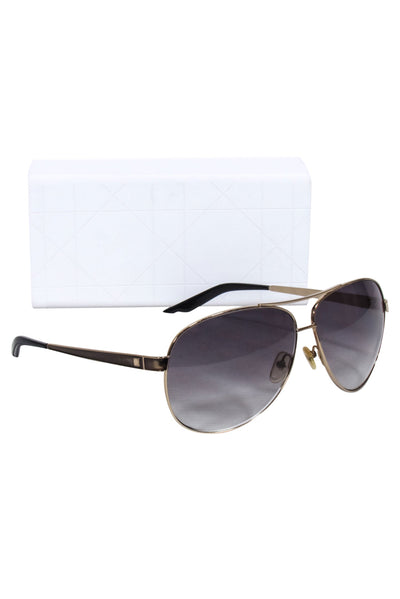 Current Boutique-Christian Dior - Gold Framed Aviators w/ Black Ombre Lenses