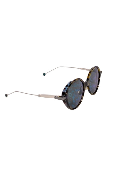 Current Boutique-Christian Dior - Green Tortoise Print Round "Umbrage" Sunglasses