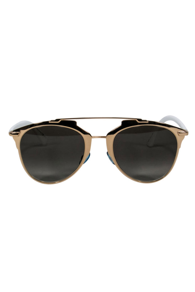 Current Boutique-Christian Dior - White & Gold Aviator Sunglasses