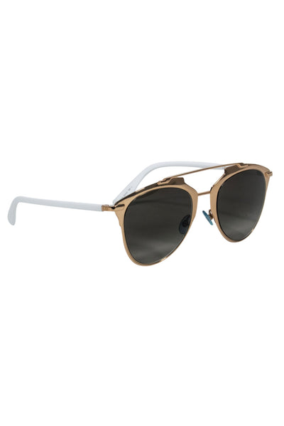Current Boutique-Christian Dior - White & Gold Aviator Sunglasses