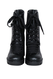 Current Boutique-Christian Louboutin - Black Leather Lace Up "Macademia" Short Boots Sz 7
