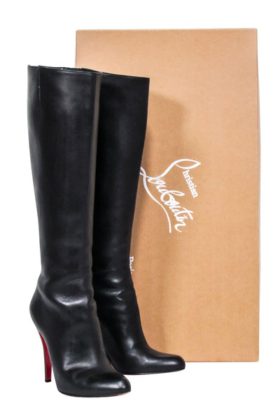 Current Boutique-Christian Louboutin - Black Leather Tall Calf Boot Sz 7