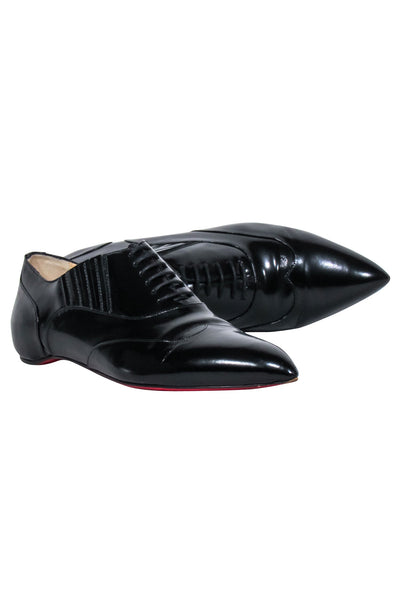 Current Boutique-Christian Louboutin - Black Pointed Toe Oxford Loafers Sz 6.5