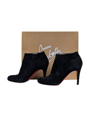 Current Boutique-Christian Louboutin - Black Suede Heeled Short Boots Sz 6