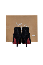 Current Boutique-Christian Louboutin - Black Suede Heeled Short Boots Sz 6