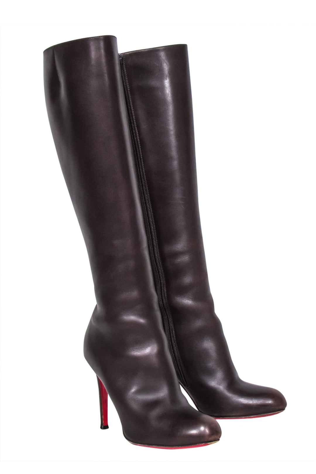 Brown louboutin boots best sale