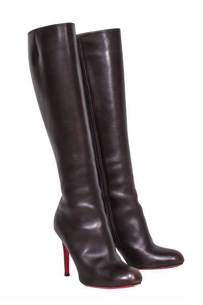 Current Boutique-Christian Louboutin - Chocolate Brown Knee High Heel Tall Boots Sz 7