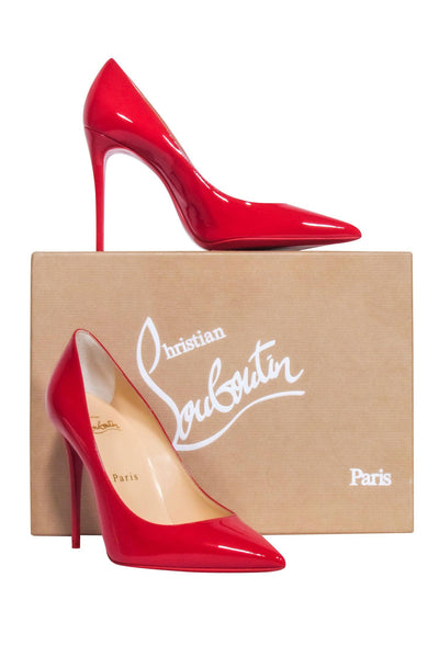 Current Boutique-Christian Louboutin - Red "Kate 100" Patent Basic Pumps Sz 6.5