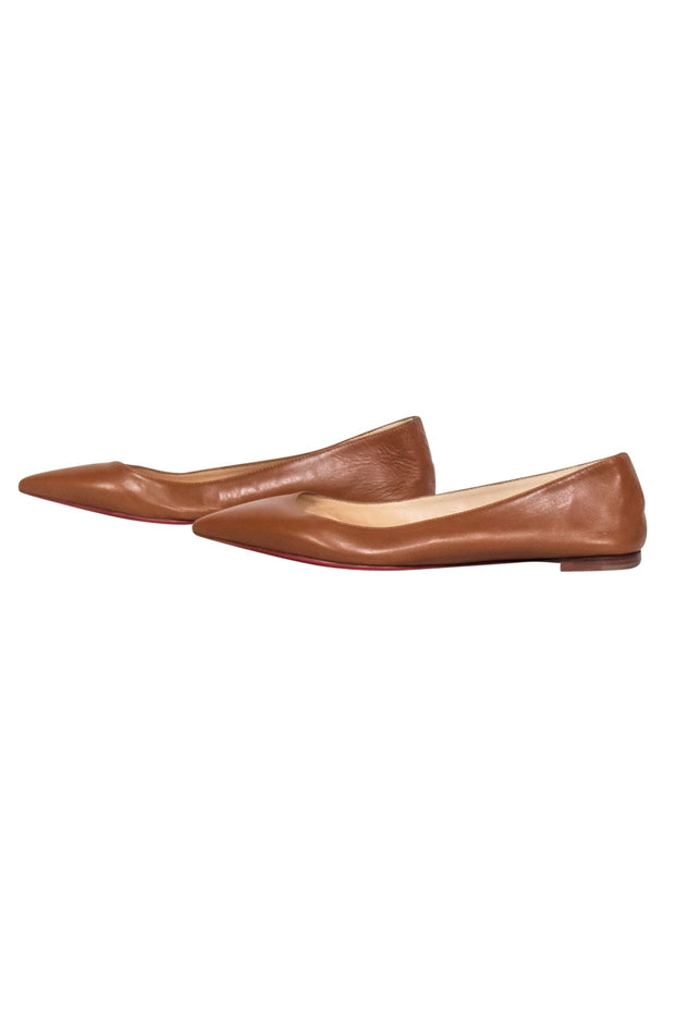 Current Boutique-Christian Louboutin - Tan Leather Pointed Toe Flats Sz 7