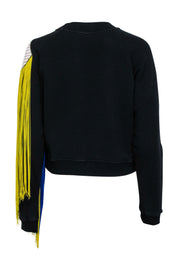 Current Boutique-Christopher Kane - Black Crewneck Sweater w/ Shoulder & Fringe Detail Sz S