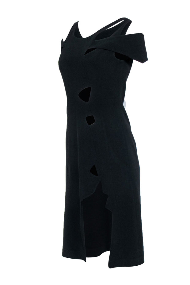 Current Boutique-Christopher Kane - Black Midi Dress w/ Cutouts Sz 4