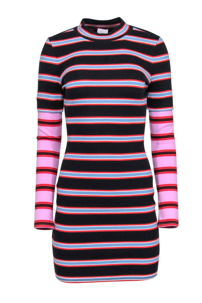 Current Boutique-Cinq a Sept - Black & Multi Color Stripe Ribbed Dress Sz M