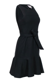 Current Boutique-Cinq a Sept - Black Sleeveless Belted Dress w/ Ruffled Hem Sz 4