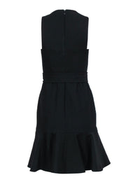 Current Boutique-Cinq a Sept - Black Sleeveless Belted Dress w/ Ruffled Hem Sz 4