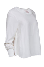 Current Boutique-Cinq a Sept - Ivory Silk Long Sleeve Blouse Sz M