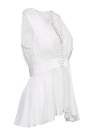 Current Boutique-Cinq a Sept - Ivory Silk Sleeveless Button Front Blouse Sz S