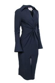 Current Boutique-Cinq a Sept - Navy Long Sleeve Knot Front Dress Sz 2