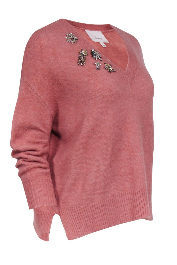 Current Boutique-Cinq a Sept - Pink Wool Blend Jewel Embellished Sweater Sz XS